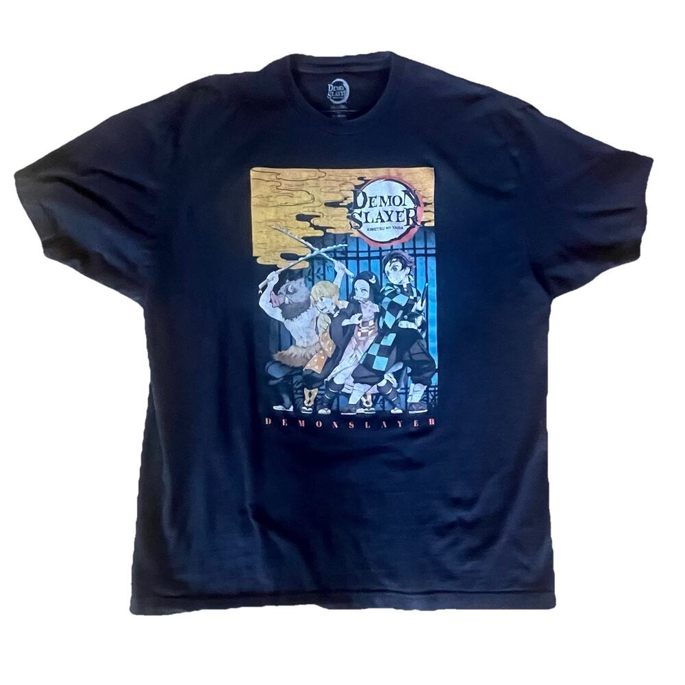 Demon Slayer Kimetsu No Yaiba XXL Black Anime Animation Short Sleeve T Shirt Men